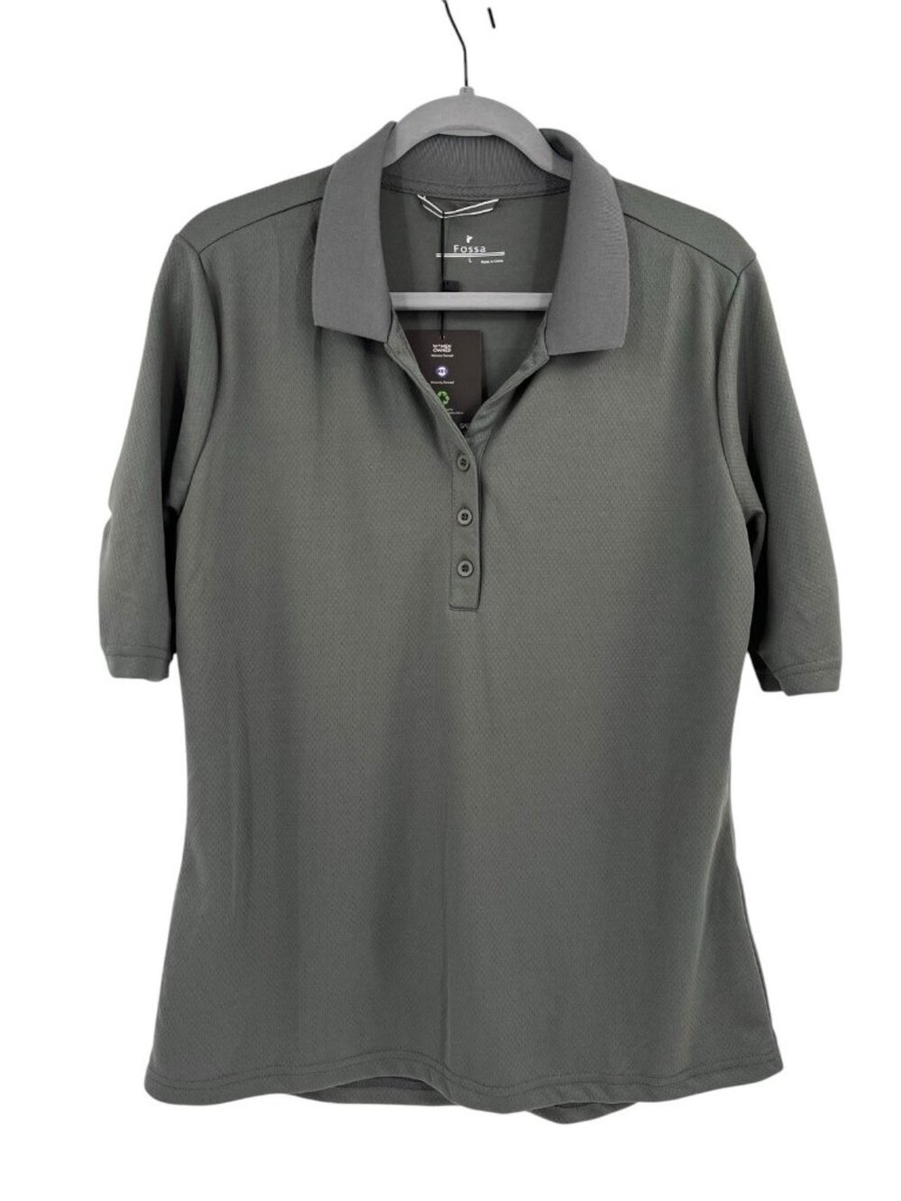 FOSSA APPAREL Women's Short Sleeve Grey Monterey Polo Shirt NWT Large